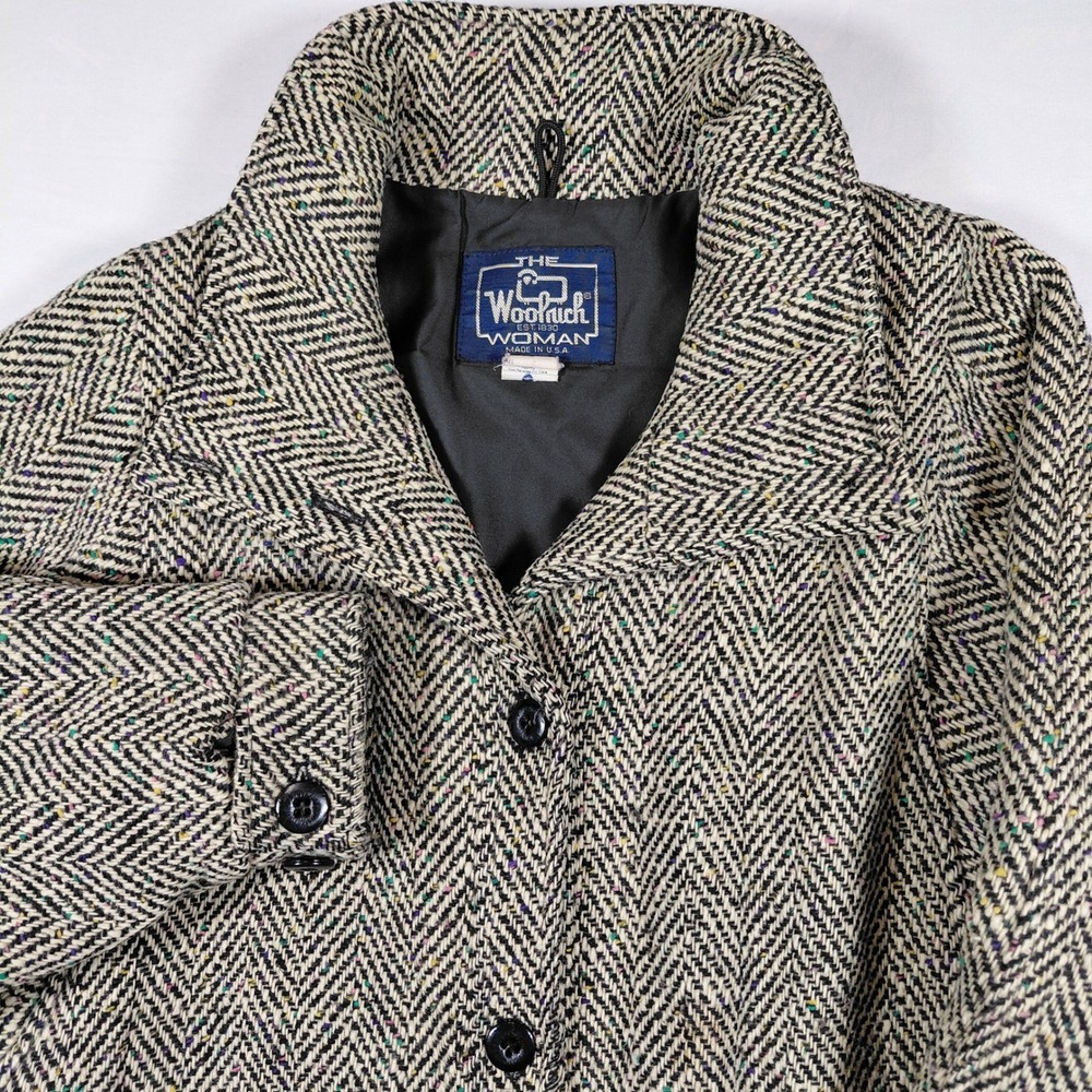 Vintage Woolrich Wool Jacket Rainbow Tweed‎ Full Neck Button Grannycore
